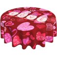thumbnail image 1 of Valentine''s Day Red Love Heart Tablecloth 60 Inch Mothers Day Table Cloth Waterproof Heart Table Clothes Reusable Circle Table Cover for Holiday Dinner Dining Room Kitchen Decor, 1 of 6