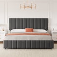 thumbnail image 2 of YUSAZENS Queen Size Linen Upholstered Platform Bed Frame with 4 Storage Drawers, Adjustable Headboard, No Box Spring Needed, Wooden Slats Support, Gray, 2 of 9