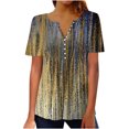 thumbnail image 1 of Pompotops Femmes Mode Décontractée Imprimé Col Rond Ample Manches Courtes T-shirt Haut Blouse Chandail Liquidation, 1 of 5