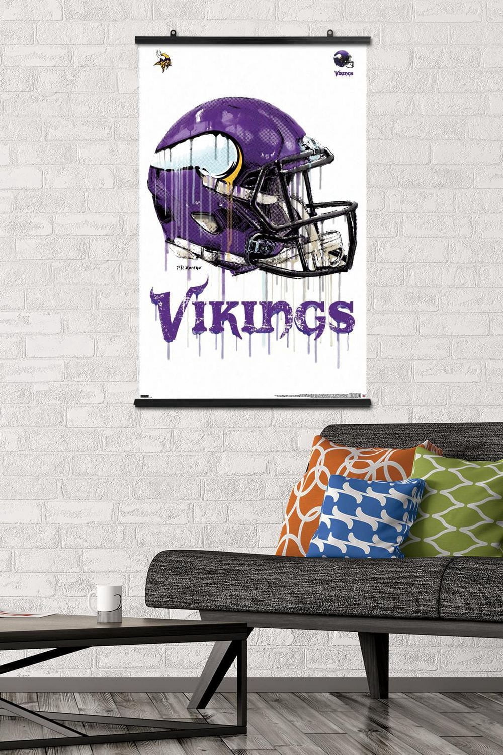 NFL Minnesota Vikings - Drip Helmet 20 Wall Poster, 22.375" x 34" Framed