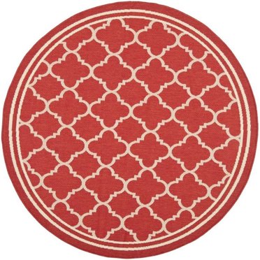 Safavieh Courtyard Tapis Rouge Intérieur Extérieur - Rond 4 Pieds