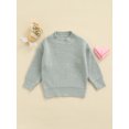 thumbnail image 2 of Kmbangi Chandail d'Automne pour Enfants Unisexe Couleur Unie Col Rond Manches Longues Hauts Tricotés, 2 of 9