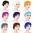 thumbnail image 3 of MesaSe Cap  Women Solid Color Braid Beads Decoration Hat Soft Head Scarf Cap Headwrap, 3 of 6