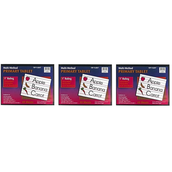 Top Flight Tablette Primaire Multi-méthode 1ère Classe, 1 Pouce de Régulation, Papier Bond, 11 x 8.5 Pouces, 40 Feuilles 56415 (Lot de 3)