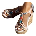 thumbnail image 1 of DXOUPM Womens Sandals Round Toe Comfortable Wedge Sandals Open Toe Ladies Sandals Dressy, 1 of 3