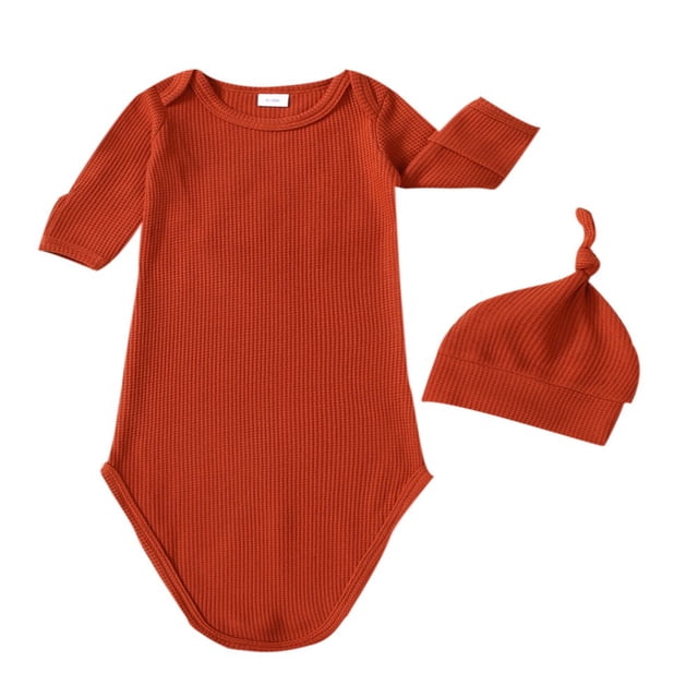 2 Pcs Nouveau-Né Fille Garçon Robe Nouée de Retour à la Maison Unisexe Tenue de Nuit Pyjamas