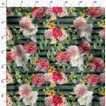 thumbnail image 3 of Soimoi Green Rayon Fabric Stripe & Grandiflora Roses Floral Print Sewing Fabric Yard 56 Inch Wide, 3 of 4