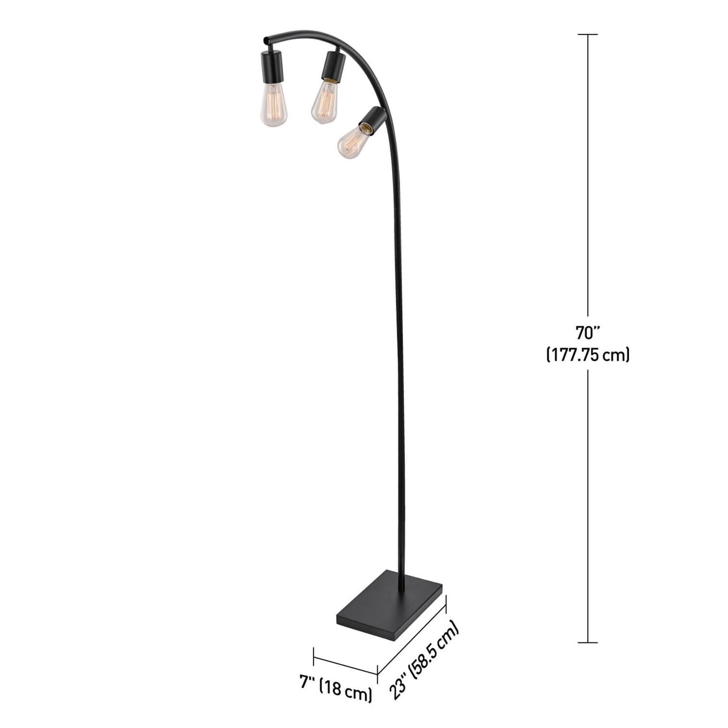 Lampe sur pied en métal de 70", collection Winslow par Globe Electric, fini noir, 3 lumières, 12950