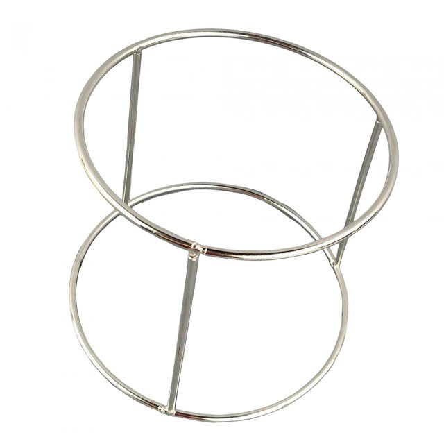Seafood Tray Rack Snack Food Platter Stand Round Stainless Steel Multifunctional Durable Storage Stand for Coffee Store, Seafood Restaurant, measuring 18x15x16cm. The rack features a two-tier design with a stable bottom and a polished stainless steel finish, suitable for holding plates securely. Ideal for home kitchens, seafood restaurants, and other dining occasions.