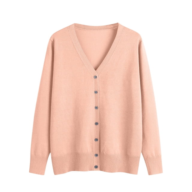 Meichang Cardigans pour Femmes à Manches Longues, Col en V, Cardigan à Boutons, Cardigan de Base Uni Léger en Tricot