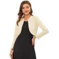 thumbnail image 1 of INSPIRE CHIC Cardigan Boléro Court Élégant Uni à Ourlet Arrondi à Manches Longues pour Femme Beige m, 1 of 5