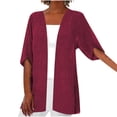 thumbnail image 1 of Penkiiy Cardigans pour Femmes Décontracté Court Manches 3/4 Cardigan en Lin Léger Ouvert Mince Automne Tendance Manteau S Rouge, 1 of 6