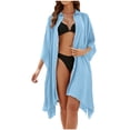thumbnail image 1 of Plebaso Longue Robe de Plage de Plage pour Femmes à Boutons, Col, par-Dessus, Robe Chemise de Maillot de Bain Unie pour Femmes pour les Vacances, 1 of 5