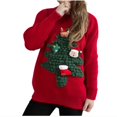 thumbnail image 2 of TIMIFIS Uglys Christmas Sweaters pour Femmes Automne Manches Longues Mignon Renne Arbre de Noël Imprimé Col Rond Chandail Hauts Décontractés Hiver Extensible Chandail Tricoté, 2 of 5