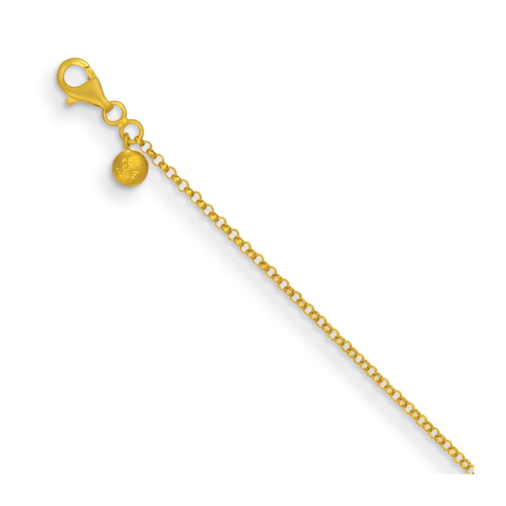 Diamond2Deal 22K Yellow Gold Polished 2.1 mm Solid Rolo Chain Necklace for Women 16"