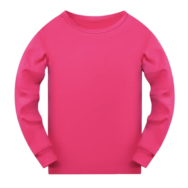 Kcodviy Tout-Petits Garçons Filles Long Tout-Petit Fille sous-Vêtement Manche Uni Imprimés Vêtement de Nuit T-Shirt Manche Longue Enfants T-Shirt Hauts