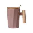 thumbnail image 2 of Birdeem Ceramic Mug with Lid,Wood Handle Ceramic Mug Office Mugs Holiday Event Gift Mugs, 2 of 6