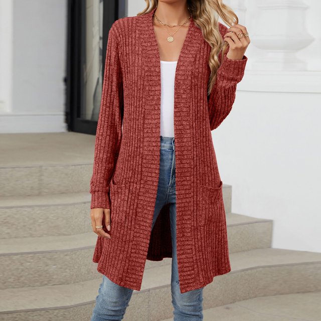 Fall Cameland Cardigan de Mode pour Femmes Cardigan à Rayures Brossées à Manches Longues Manteau pour Femmes