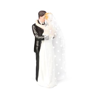 Resin Groom & Bride Couple Figurine Wedding Cake Topper Romantic Cake Decoration for Wedding Engagement Anniversary Parties
