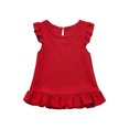 thumbnail image 1 of LLYWEY Toddler Girls Ruffle Tops, Baby Girl Linen Ruffles Hem Sleeveless T-Shirts, Kids Solid Color Keyhole Back Summer Round Neck Sleeveless Loose Casual Blouses Shirts, Style-T-12, Red, 12 Months, 1 of 9
