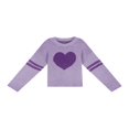 thumbnail image 3 of Pull pour Femmes Manches Longues Col Tricoté Cœur Ample Fête de Rue Chemise Décontractée Rose TG, 3 of 5