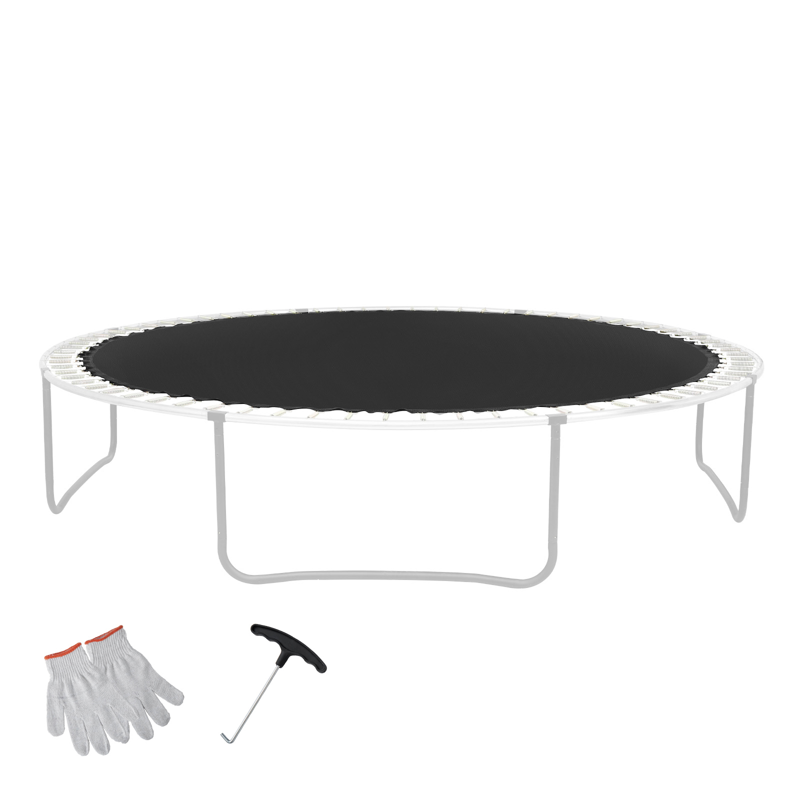 KFFKFF Surface de Saut pour Trampoline, Convient à un Cadre de 14 Pi, Tapis de Rebond Polyvalent pour Trampoline Circulaire de 14 Pi, Matériau Renforcé Résistant au Soleil avec Dispositif à Ressort et Anneaux en V Robustes