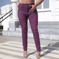 thumbnail image 2 of Bmisegm Jeans Taille Haute Extensibles Ajustés pour Femmes, Violet, TG, 2 of 5