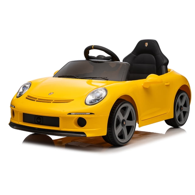 VOLTZ TOYS Officially Licensed RUF Porsche 911 24V Kids Ride-On Car, Motorized Luxury Sport Toy Vehicle with Parent Remote Control, Open Doors, LED Lights & Music, Yellow