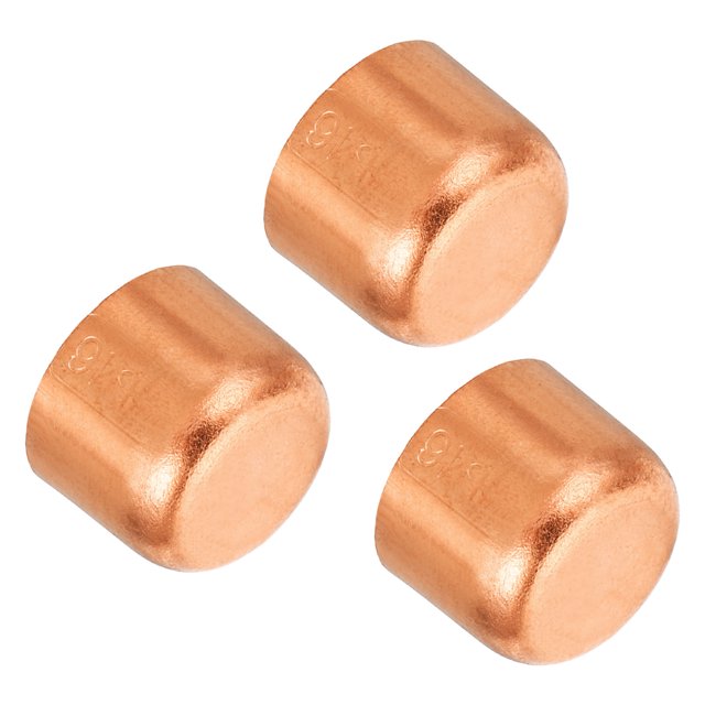 Unique Bargains 5/8 Inch ID Copper Pipe Fitting End Cap Sweat Plug Solder Connection Plumbing HVAC Air Conditioner 3 Pack