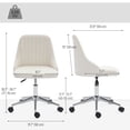 thumbnail image 3 of Vinsetto Velvet Mid-Back Armless Computer Office Task Chair Seat, Cream, 3 of 10