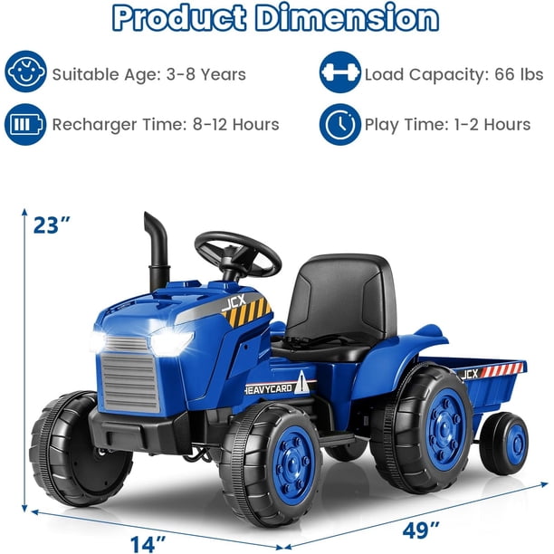 Tracteur Électrique Pour Enfants Lamas LT984 Avec Remorque Amovible 12V Couleur Vert 85172660