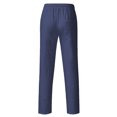 thumbnail image 3 of MAWCLOS Mens Trousers Drawstring Pants Solid Color Bottoms Fitted Home Elastic Waist Loungewear Navy Blue M, 3 of 3