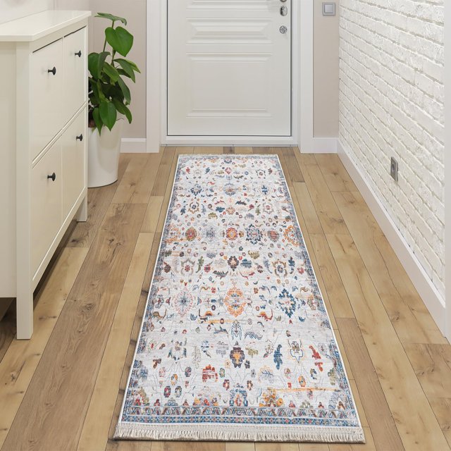 BY COCOON 2'x7' Runner Rug| Carpet Runner Kitchen Rug Kitchen Runner Washable Rug Entryway Rugs Hallway Runner Runners Rugs for Hallway Non Slip Kitchen Carpet (60 Cm x 213 Cm)