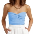 thumbnail image 2 of Timegard Tube Top for Women Ruched Knot Sleeveless Slim Fitting Comfy Knit Tee Top Solid Color Casual, 2 of 6