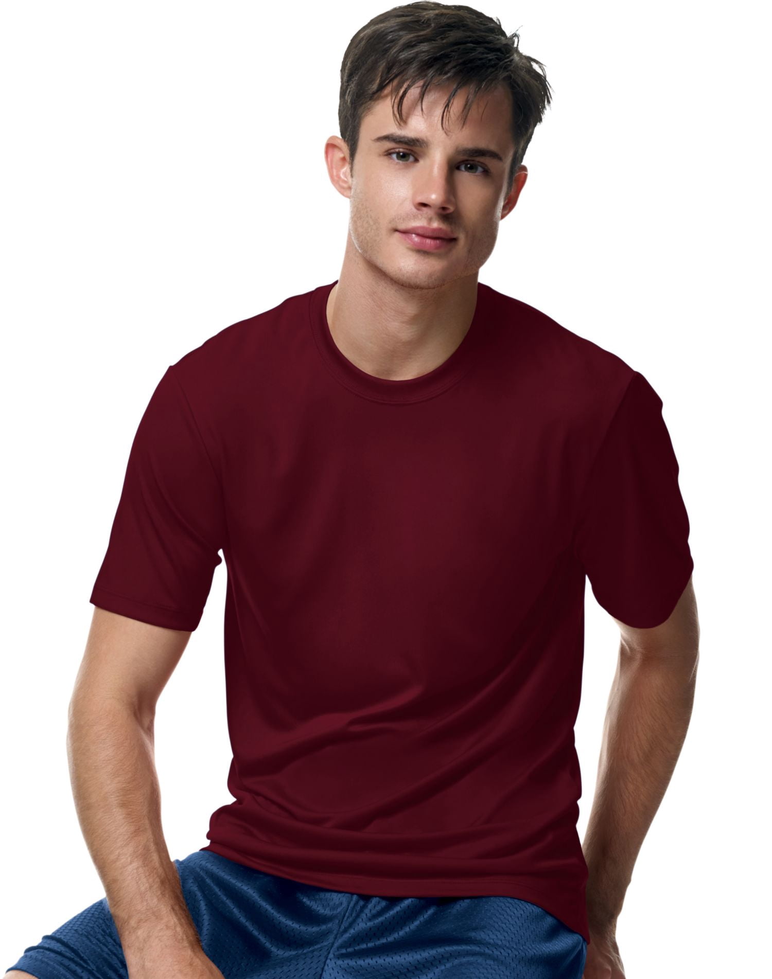 Hanes T-Shirt pour Homme Cool DRI Sans Étiquette, m, Bordeaux