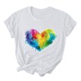 thumbnail image 1 of RKSTN Hauts pour Femmes LGBT Décontractés Coupe Ample Hauts Inspirants Égalité Été Mignon Cœur d'Amour Imprimé Manches Courtes Col Rond Pride Shirt, 1 of 3