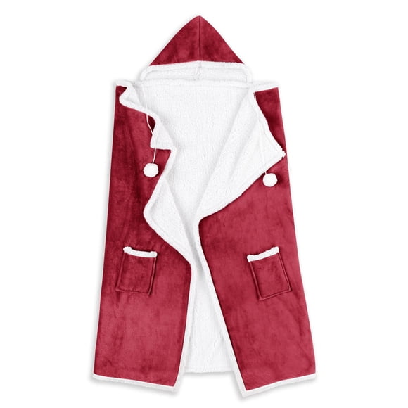 Safdie & Co. Hoodzy Blanket Solid Flannel Red