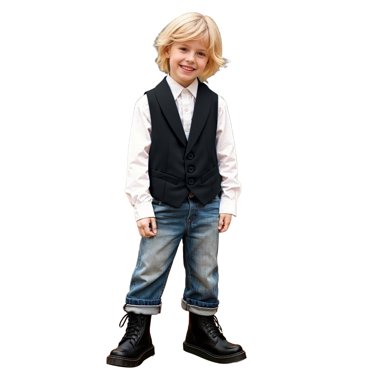 Wdgfv Elegant Boys Suit Dress Gentleman Style Vest Set For Formal Occasions Piano Recital Speech Events And Wedding Party Attire Black 7-8 Years