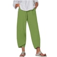 thumbnail image 2 of RXIRUCGD Women's Summer Comfortable Loose Wide Legged Fashion Solid Color Capris, Green, Size: L, 2 of 5