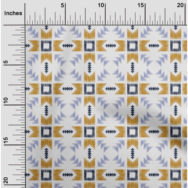 oneOone Cotton Poplin Fabric Geometric Ikat Printed Fabric 1 Yard 56 Inch Wide