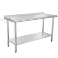 thumbnail image 1 of NSF Stainless Steel Brewing Work Table - Heavy Duty 60x24x35 Inch - Adjustable Undershelf, Backsplash, Curved Edge, Removable Trash Rack, For Restaurant & Home, 1 of 7
