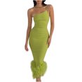 thumbnail image 2 of FcBaudy Robe Sans Manches à Col Asymétrique, Robes d'Été pour Femmes, Robes pour Femmes Robe à Bretelles en Tricot Suspendue pour Femmes en Hiver Dos Nu Ajustée Queue de Poisson Longue Robe Robe Sans Manches à Bretelles Robe pour Femme, 2 of 8
