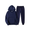 thumbnail image 1 of Innerwin Sweatshirts+Pant Outfits Two Pieces Men Tracksuit Set Sports 2 Pcs Fleece Jogger Sets Navy Blue M, 1 of 2