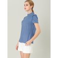 thumbnail image 4 of INSPIRE CHIC Women's Ruffle Polkd Dots Round Neck Casual Short Sleeve Blouse Tops, 4 of 6