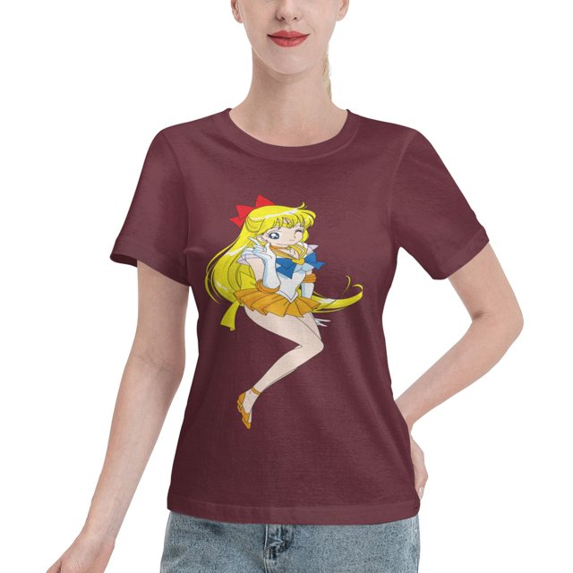 T-Shirt Basique à Manches Courtes pour Femmes Sailor Moon Aino Minako