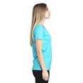 thumbnail image 3 of T-Shirt à Manches Courtes Col en V pour Femmes - Bleu Pacifique - L, 3 of 3
