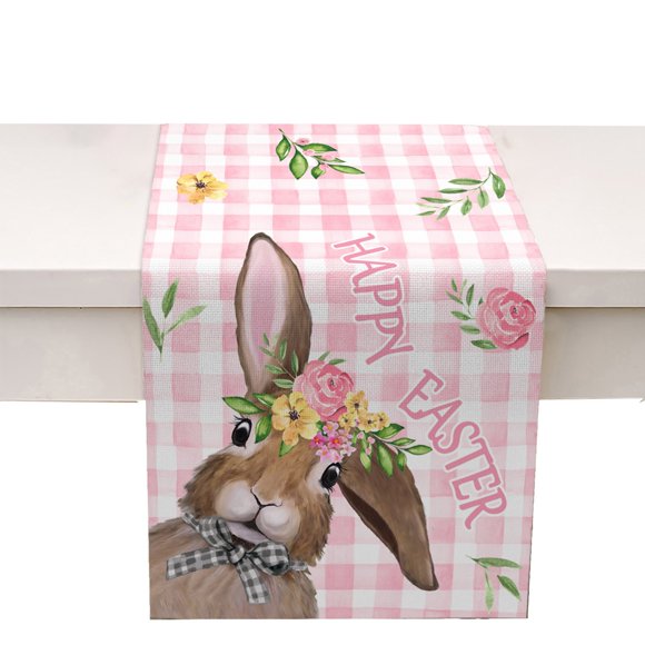 Binwennn Easter Egg Bunny Table Runner Kitchen Table Decoration Table Cloth Pad Coffee Table Cloth Holiday Banquet Living Room Table Cloth (10) 90" Table compatible with Macrame Coffee Table And Table