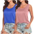 thumbnail image 1 of Timegard Hauts 2 Pcs pour Femmes Satin Col Rond Sans Manches Doux Confortable Débardeur Basique Couleur Unie, 1 of 6
