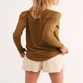 thumbnail image 3 of Women‘s Causal T-Shirt V Neck Long Sleeve Loose Fit Tops Solid Color Blouse Basic Tees, 3 of 5