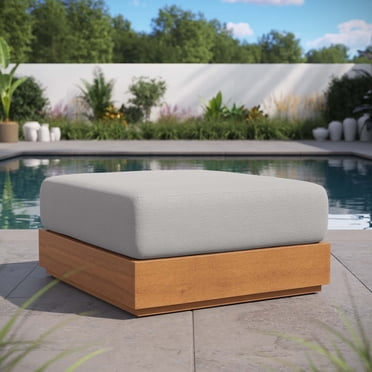 Modway Tahoe Mobilier de Patio Extérieur Ottoman en Bois d'Acacia en Gris Pâle Naturel